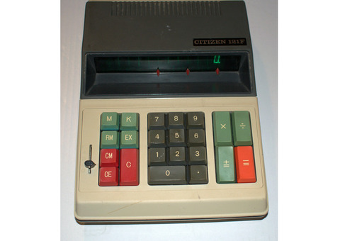 Винтаж 1970-х годов Citizen 121F Электронный калькулятор яркий 12 Digit Дисплей 0620